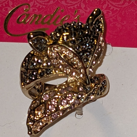 New Sparkling Black Gold & Light pink FOX Stretch Ring - Picture 9 of 15